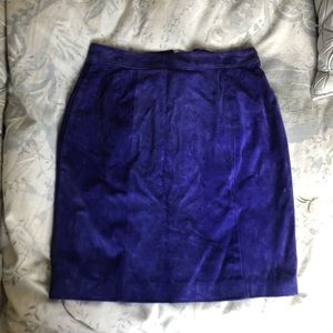 Real suede royal blue skirt
